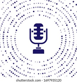 Blue Microphone icon isolated on white background. On air radio mic microphone. Speaker sign. Abstract circle random dots. Vector Illustration