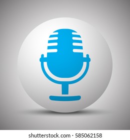 Blue Microphone icon on white sphere