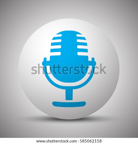 Blue Microphone icon on white sphere