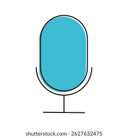 Blue microphone with outline and transparent background. vector icon