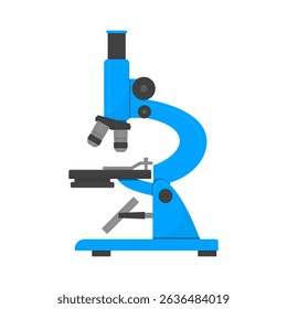 blue microscope. education theme. researcher, scientist. laboratory equipment. science, technology. vector illustration