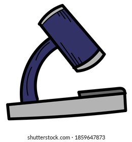 blue microscope for examining analyzes, isolated object, vector medical doodles