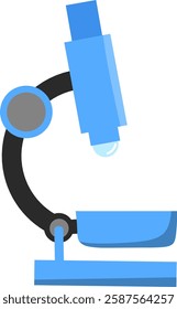 Blue microscope icon. Laboratory tool for scientific research and education.