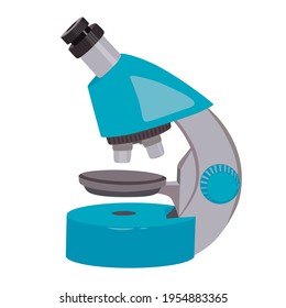 Microscopio azul aislado en fondo blanco. Ilustración vectorial.