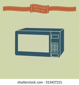 Blue microwave icon. kitchen equipment