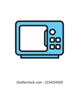 Blue Microwave Icon Vector Illustration
