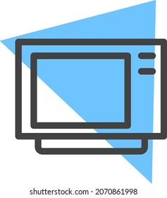 Microondas azules, ilustración, vector, sobre un fondo blanco.