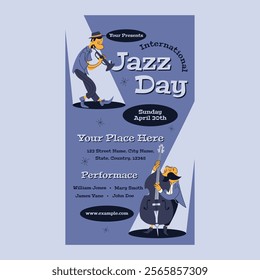 Blue Mid Century International Jazz Day Social Media Story