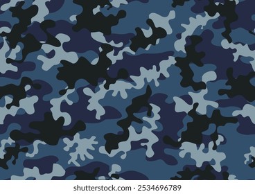 
camuflagem militar azul, textura do exército, design elegante para impressão de roupas, tecido, papel