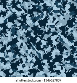 Blue military camouflage background texture, vector illustration