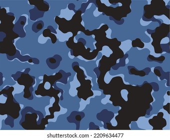 Blue Military Camouflage Pattern Fashion Illustration Stock Vector ...