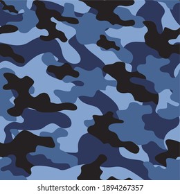 vector de camuflaje militar azul impresión sin fisuras