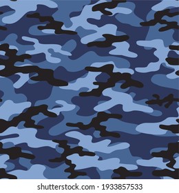 blue military camouflage vector seamless print