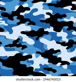 blue military camouflage. vector seamless print. army camouflage for clothing or printing