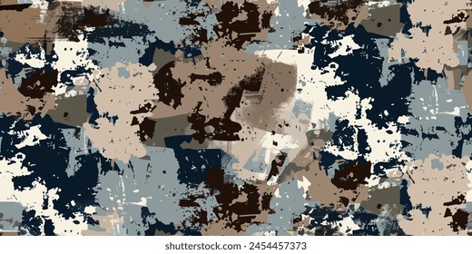 Blue military camouflage vector seamless pattern amouflage pattern cloth texture. Background and texture for design.