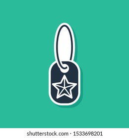 Blue Military dog tag icon isolated on green background. Identity tag icon. Army sign.  Vector Illustration