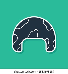 Blue Military helmet icon isolated on green background. Army hat symbol of defense and protect. Protective hat.  Vector Illustration