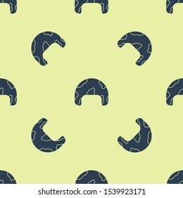 Blue Military helmet icon isolated seamless pattern on yellow background. Army hat symbol of defense and protect. Protective hat.  Vector Illustration