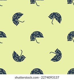Blue Military helmet icon isolated seamless pattern on yellow background. Army hat symbol of defense and protect. Protective hat.  Vector