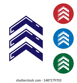 Blue Military rank icon isolated on white background. Military badge sign. Set color icons in circle buttons. Vector Illustration