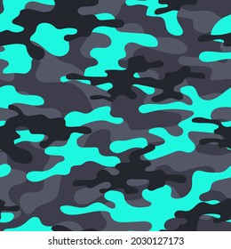blaues militärisches Vektorgrafik-Muster. nahtlose Tarnung für Kleidung oder Druck