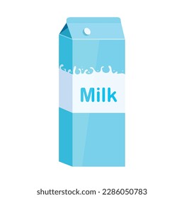 Blue milk carton on a white background. Drink. Vector stock illustration. isolated. White background