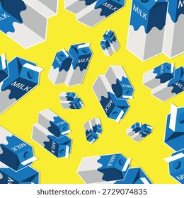 Cartonagem de leite azul sem emenda projeto padrão