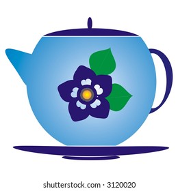 Blue milk-pot with flower