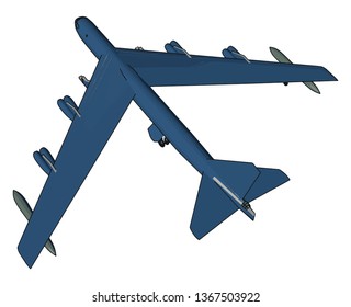 Blue millitary airplane with missiles vector illustration on white background