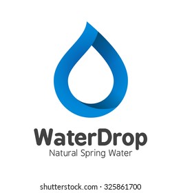 Blue Mineral Bottled Spring Water Drop logo template