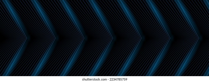 Blaue minimale Pfeillinien abstrakter futuristischer technischer Hintergrund. Design für digitale Vektorgrafik-Banner