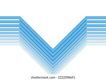 Blue minimal arrows on white backdrop abstract background. Vector design