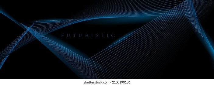 Blaue minimale gebogene Linien abstrakter futuristischer technischer Hintergrund. Vektordesign für digitale Banner