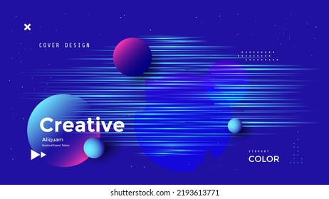 Blue Minimal dynamic background with color simple line. Gradient striped banner. Vector graphics