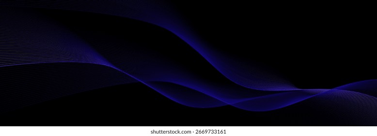 Líneas curvas dinámicas mínimas azules, alta tecnología futurista abstracta en un fondo oscuro con efecto de iluminación