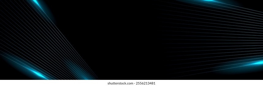 Blue minimal glowing lines abstract futuristic tech background. Vector digital art banner design