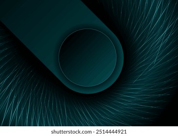 Blue minimal glowing lines and circle abstract geometric tech background. Vector digital art design