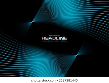 Blue minimal glowing wavy lines abstract futuristic tech background. Vector concept design