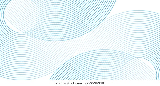 Blue minimal linear circles concept abstract tech background. Vector geometric banner design simple