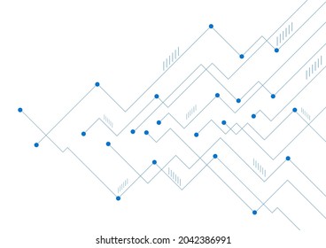 Blue minimal lines abstract circuit board background. Vector banner design