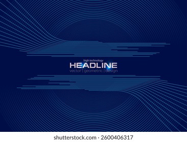 Blue minimal tech lines and circles abstract futuristic glowing background. Vector digital art design