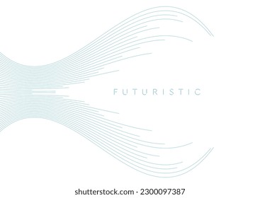 Blue minimal tech wavy lines abstract futuristic background. Vector digital art design
