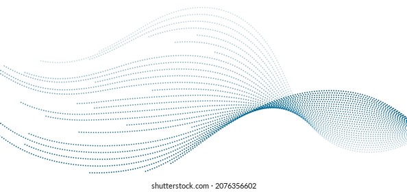 Las líneas de puntos onduladas azul minimalista abstraen un fondo tecnológico futurista. Diseño de pancarta digital vectorial