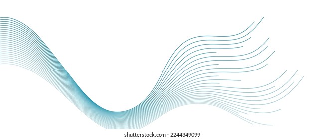 Blue minimal wavy lines abstract futuristic tech background. Vector digital design