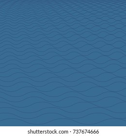 Blue minimalist background with radial waves of thin lines, delicate restful background in vector