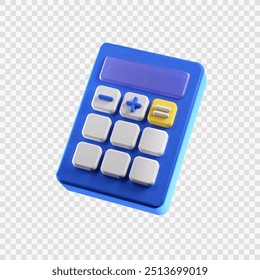 blue minimalist calculator 3d illustration icon cartoon style vector