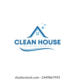 Blaues minimalistisches Clean House Logo