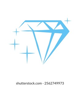 Blue Minimalist Diamond Logo Vector with Sparkles