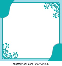 Blue minimalist flower vector frame