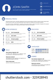 Blue minimalistic personal vector resume - cv template
